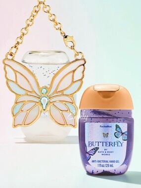 BBW Butterfly PocketBac Hand Sanitizer Holder Keychain + Butterfly PocketBac 🦋